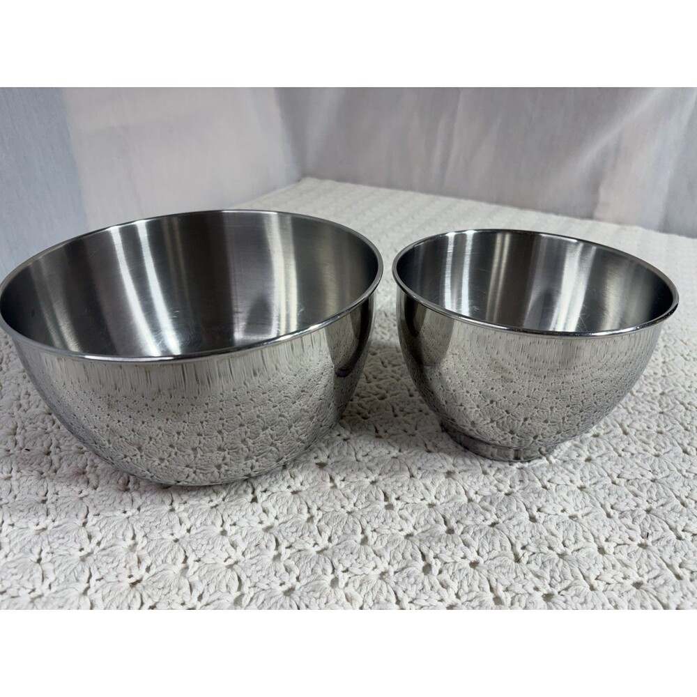2 Vintage Hamilton Beach Stainless Steel Replacement Mixing Bowls Made In USA